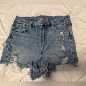 American Eagle Outfitters Light Wash Distressed Denim Shorts